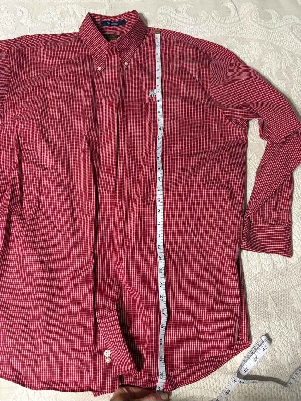 Shirt Shop Men's Red Check Button-Down Shirt Embroidered Logo Roll Tide Alabama - Picture 5 of 5